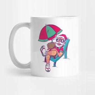 Funny Christmas in July Santa Hawaiian Summer Surf Gift Mug